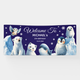 Banderoles Animaux arctiques Blue Winter Bienvenue pour les e
