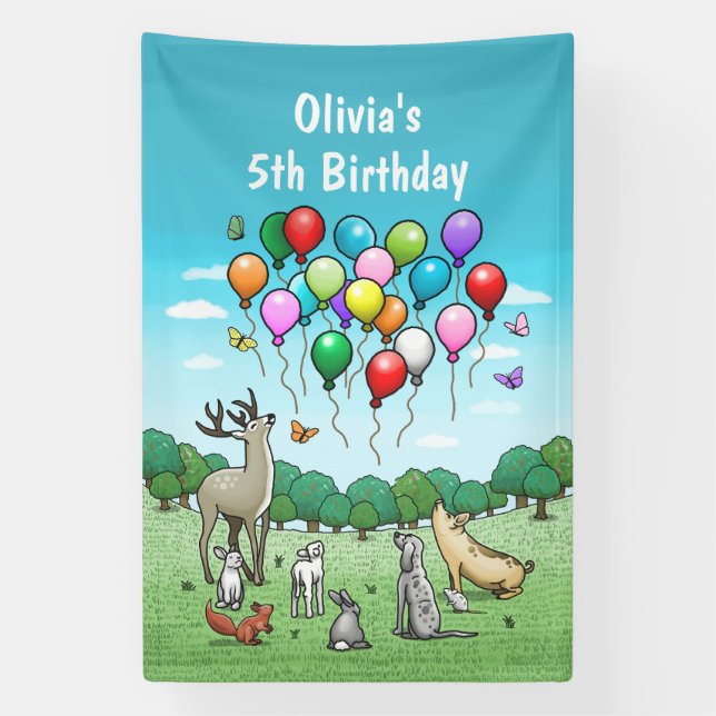 Banderoles Animaux avec Ballons (Verticale)
