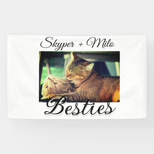 Banderoles Animaux de compagnie amis besties ajouter nom anim (Horizontal)