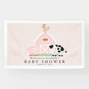 Banderoles Animaux de ferme Barnyard Baby shower rose Bienven
