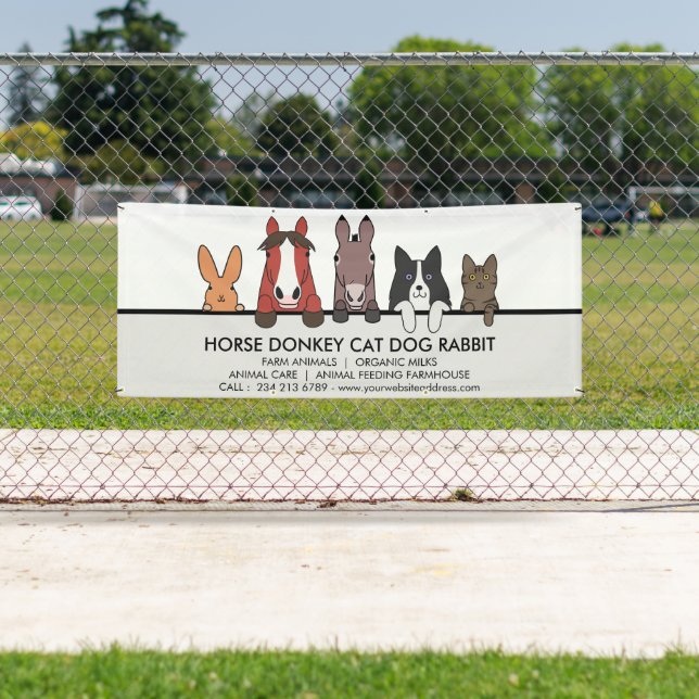 Banderoles Animaux de ferme Cheval Âne Chat Chien Lapin (En situation)