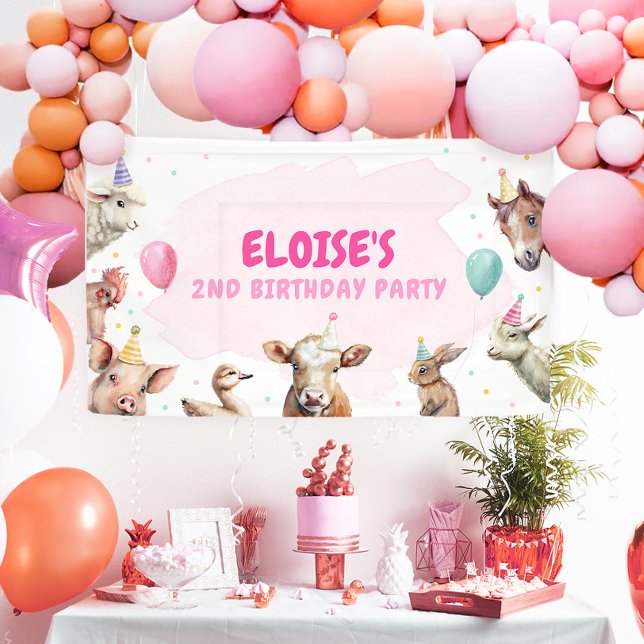 Banderoles Animaux de ferme Fille Anniversaire Barnyard Conte (Créateur téléchargé)