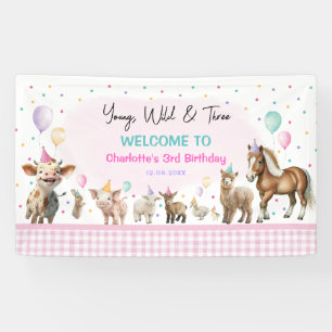 Banderoles Animaux de ferme pour filles Young Wild & Three