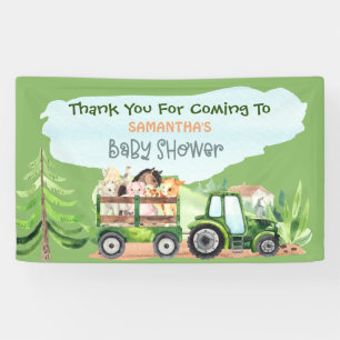 Banderoles Animaux de ferme Tracteur vert Garçons Baby shower