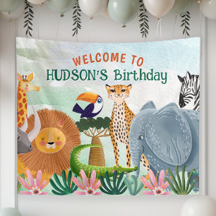 Banderoles Animaux de jungle safari enfant anniversaire perso
