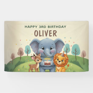 Banderoles Animaux de la forêt Joyeux 3e Anniversaire