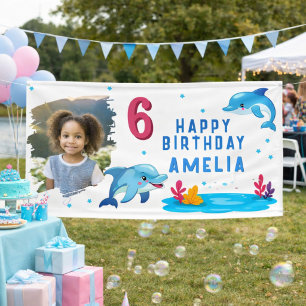 Banderoles Animaux de mer dauphin mignon photo fête d'anniver