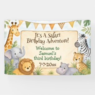 Banderoles Animaux de safari aquarelle pour fête d'anniversai