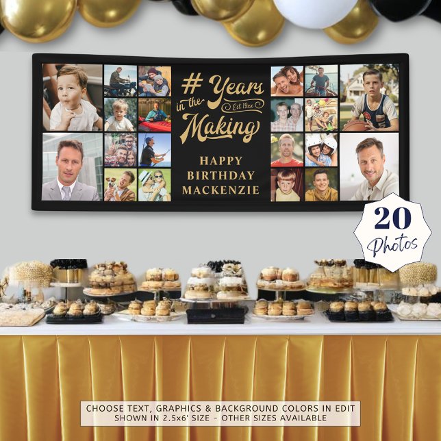 Banderoles Anniversaire 20 Collage de photos Années dans la f (Créateur téléchargé)