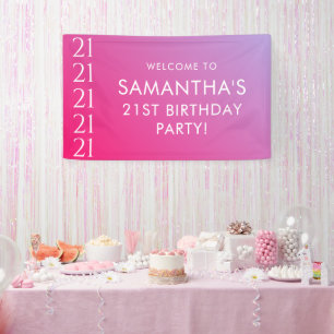 Banderoles Anniversaire 21 Ans Dégradé Rose Gras Moderne Tend