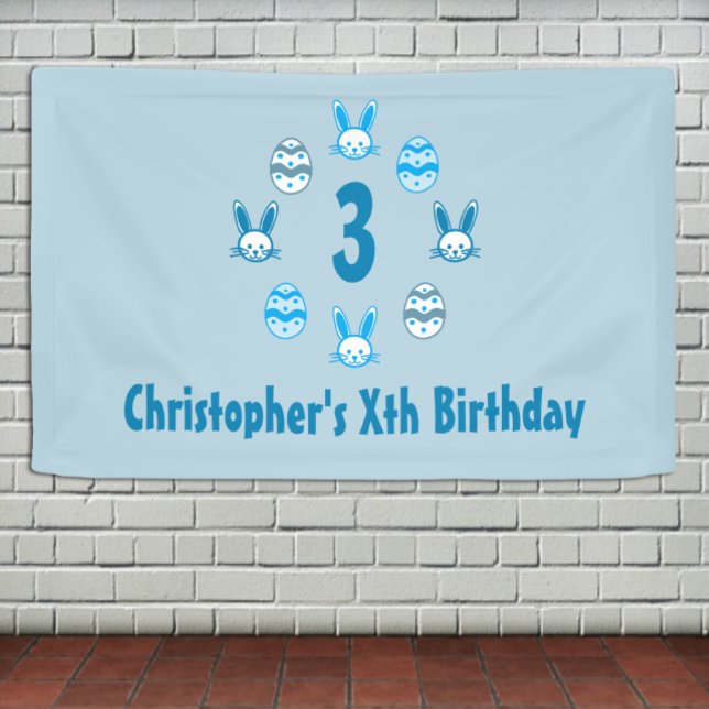 Banderoles Anniversaire 3 ans de Pâques Bleu (Créateur téléchargé)