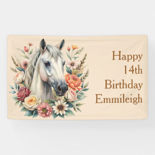 Banderoles Anniversaire Adolescente Cheval Floral