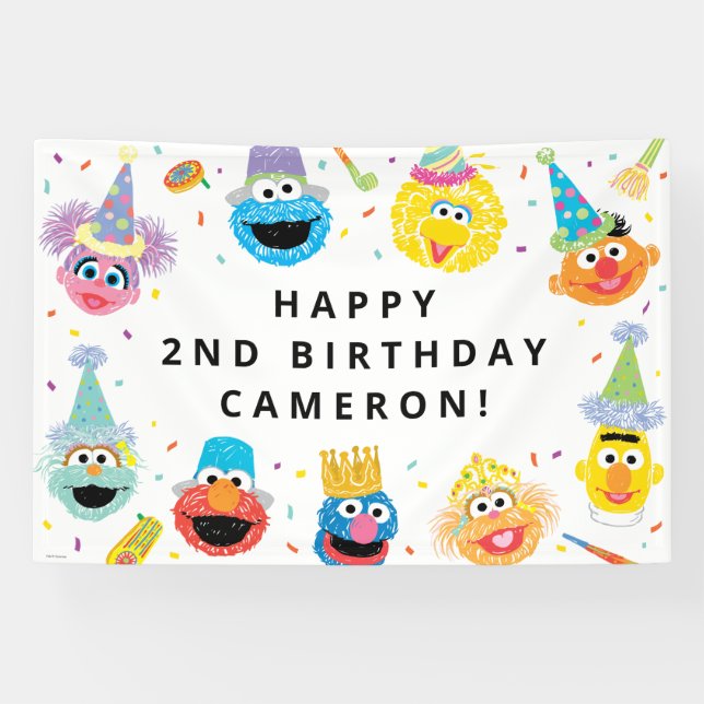 Banderoles Anniversaire avec les Copains de Sesame Street et  (Horizontal)