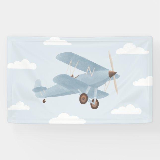 Banderoles Anniversaire avion de voyage vintage (Horizontal)