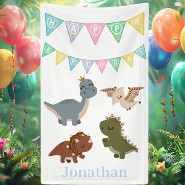Banderoles Anniversaire Bleu Boho Dino (Celebrate in style with our Boho Dino Birthday Blue Banner! )