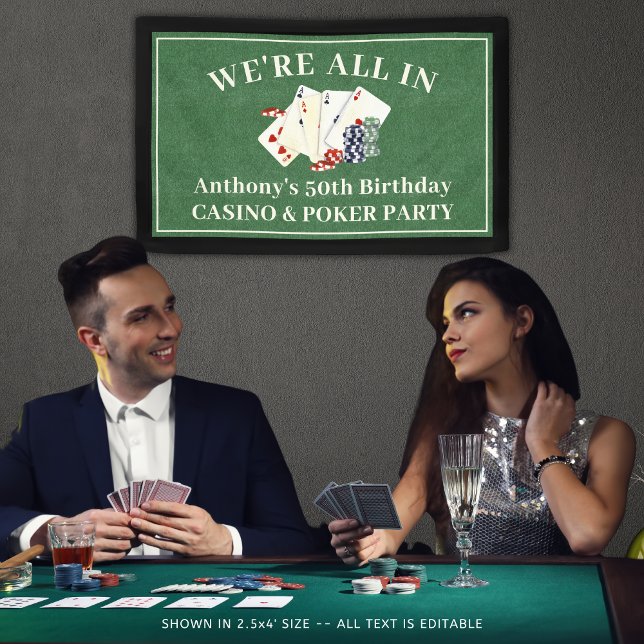Banderoles Anniversaire Casino Poker Vegas Personnalisé (Créateur téléchargé)