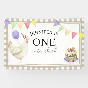Banderoles Anniversaire de 1 an de poussine mignonne aquarell
