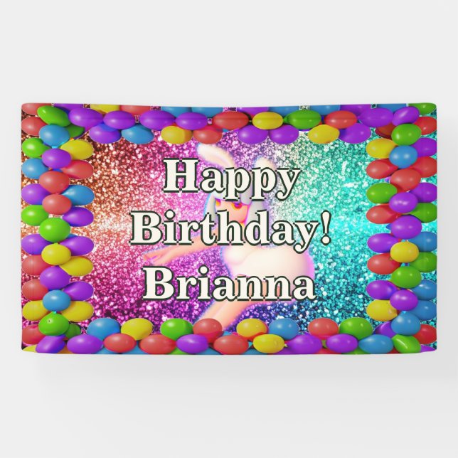 Banderoles Anniversaire de Bunny Pom-pom girl (Horizontal)