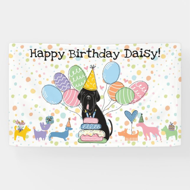 Banderoles Anniversaire de chien Mastiff Napolitain noir (Horizontal)
