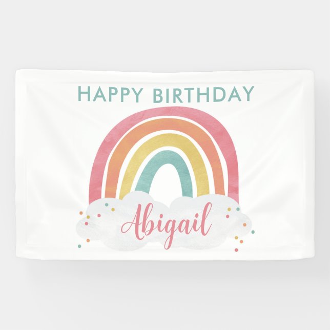 Banderoles Anniversaire de enfant de calligraphie arc-en-ciel (Horizontal)