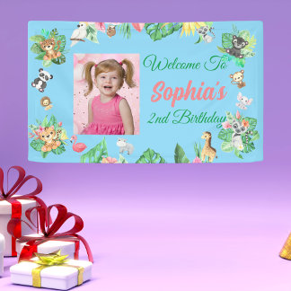 Banderoles Anniversaire de enfant de la jungle de Safari trop
