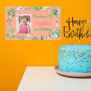 Banderoles Anniversaire de enfant de la jungle de Safari trop