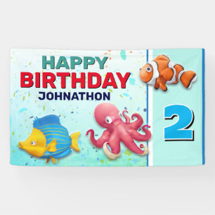 Banderoles Anniversaire de enfant de poissons tropicaux color