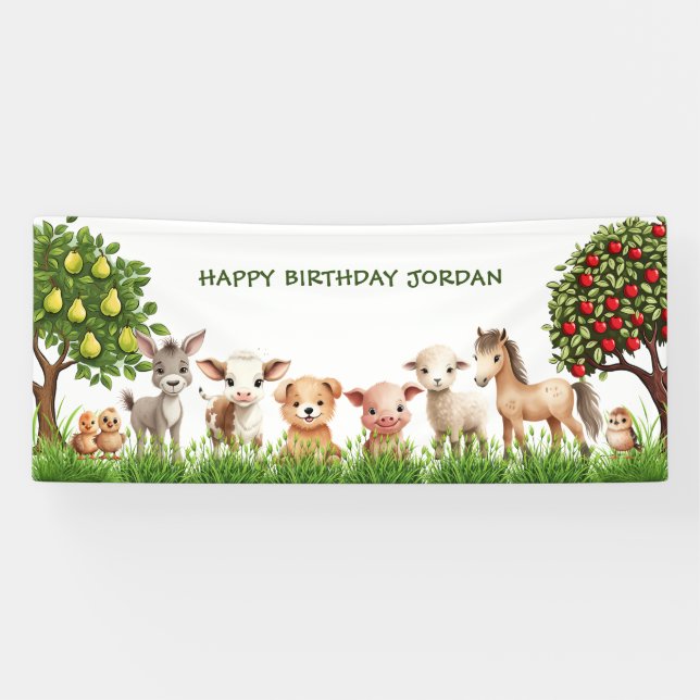 Banderoles Anniversaire de enfant Party Animaux de ferme pour (Horizontal)