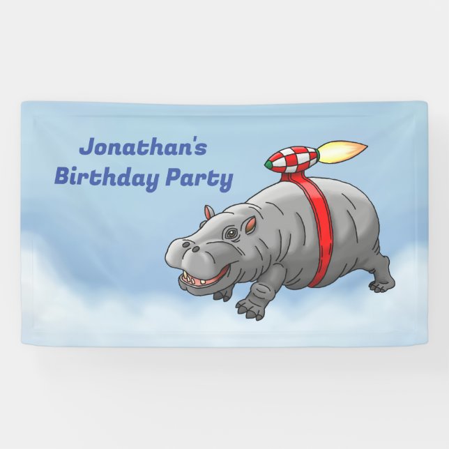 Banderoles Anniversaire de Hippo Fusée (Horizontal)