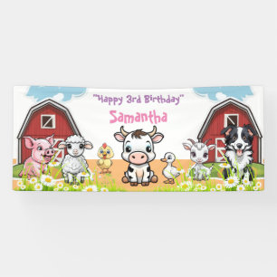 Banderoles Anniversaire de la ferme Red Barn and Daisy Party