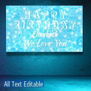 Banderoles Anniversaire de la piscine Fête de plage L'eau ron