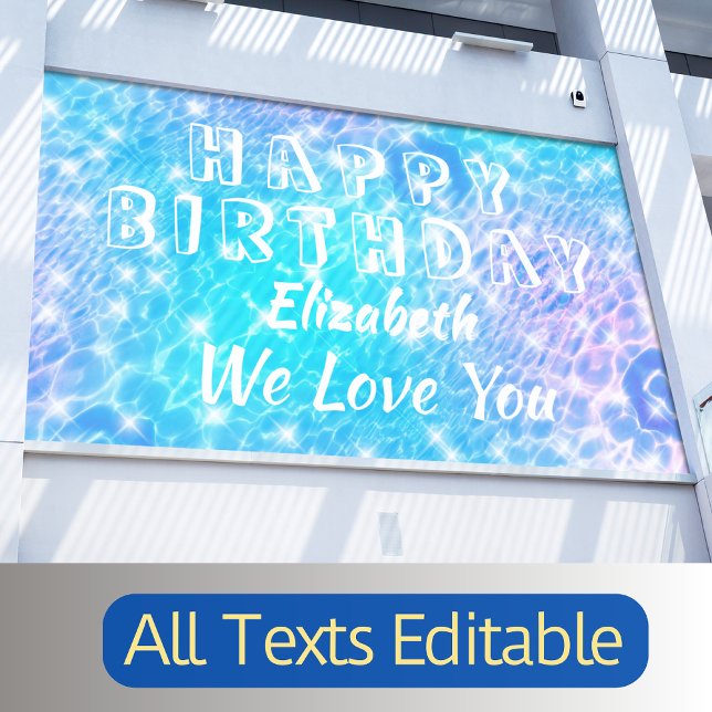 Banderoles Anniversaire de la piscine Fête de plage L'eau ron (Créateur téléchargé)