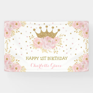 Banderoles Anniversaire de la princesse florale rose