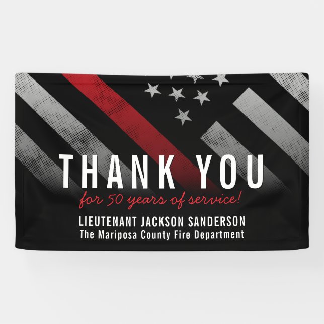 Banderoles Anniversaire de la retraite des pompiers Ligne rou (Horizontal)