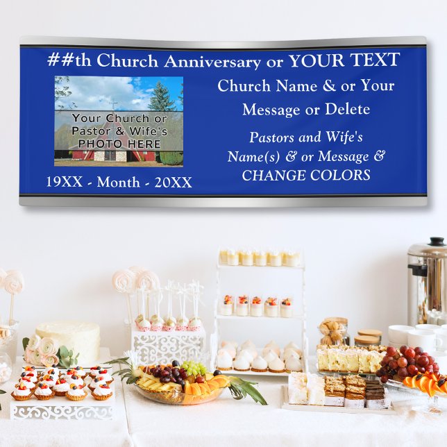 Banderoles Anniversaire de l'Église Bannières, Photo, Texte,  (Church Anniversary Banner. Church celebration ideas. Pastor Anniversary Party, Pastor Appreciation. )