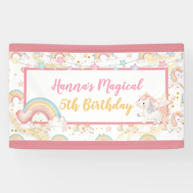 Banderoles Anniversaire de Licorne Magique (Horizontal)