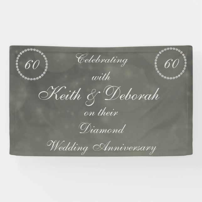 Banderoles Anniversaire de noces de diamant personnalisé (Horizontal)