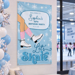 Banderoles Anniversaire de patinage sur glace Fête de patinag