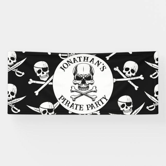 Banderoles anniversaire de pirate sous le thème de la mer (Horizontal)