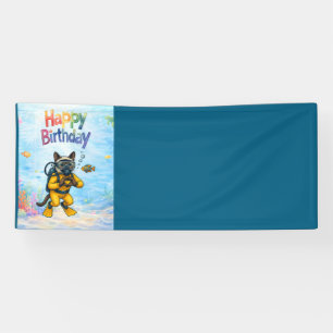 Banderoles Anniversaire de plongeur en scaphandre