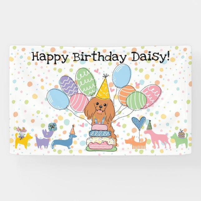 Banderoles Anniversaire de Ruby Cavalier King Charles Spaniel (Horizontal)