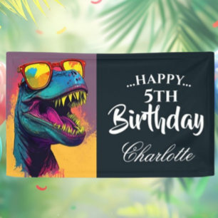Banderoles Anniversaire des dinosaures bleus
