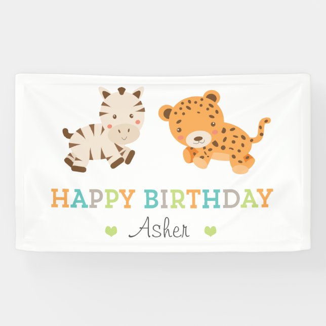 Banderoles Anniversaire doux de safari (Horizontal)