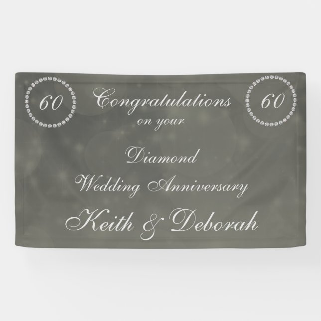 Banderoles Anniversaire du Mariage Diamond personnalisé (Horizontal)