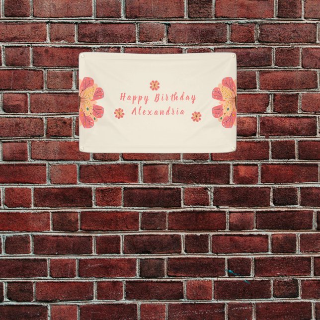 Banderoles Anniversaire du papillon (Happy Birthday Butterfly Banner)