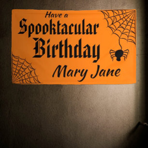 Banderoles Anniversaire du Spiderweb d'Halloween Spooktacular