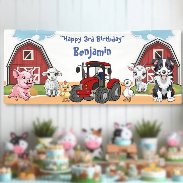 Banderoles Anniversaire ferme ferme grange et Red Tractor Par (Créateur téléchargé)