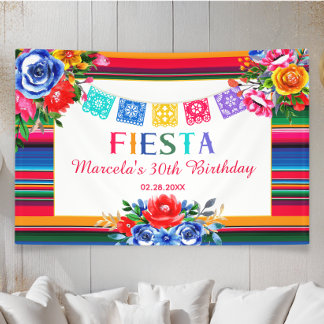 Banderoles Anniversaire Fête Florale Colorée Mexicaine Serape