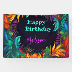 Banderoles Anniversaire   Feuillage Tropical Néon Gras 4