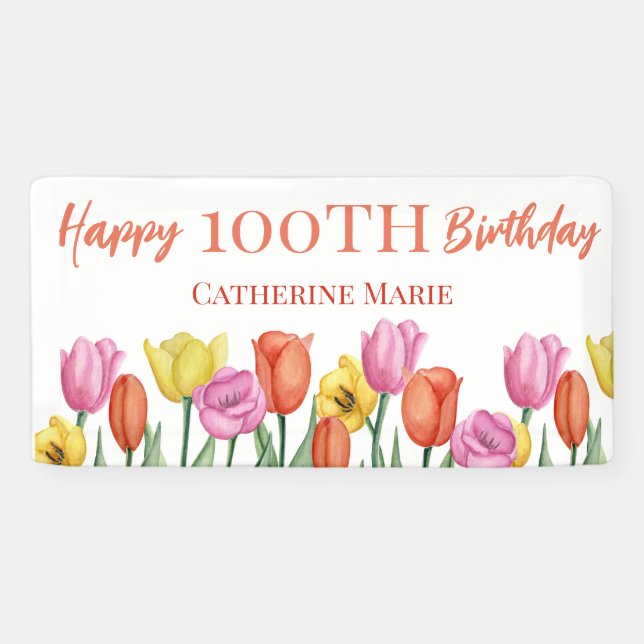 Banderoles Anniversaire Floral 100 ans  (Horizontal)